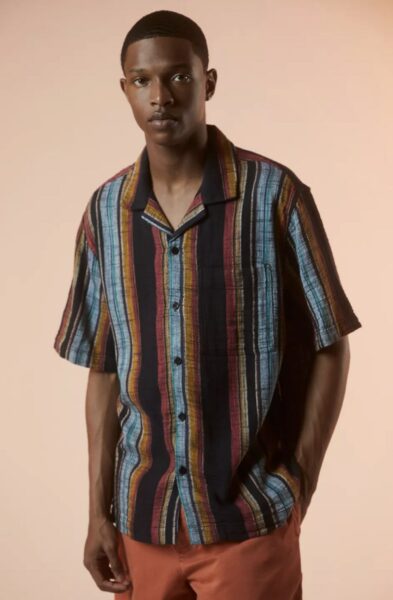 image of a man wearing a striped short sleeve shirt