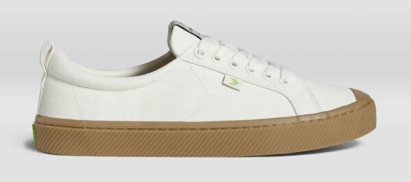 image of a white gum sole sneaker