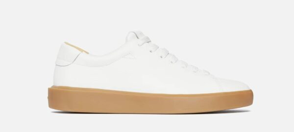 image of white sneaker with gum sole