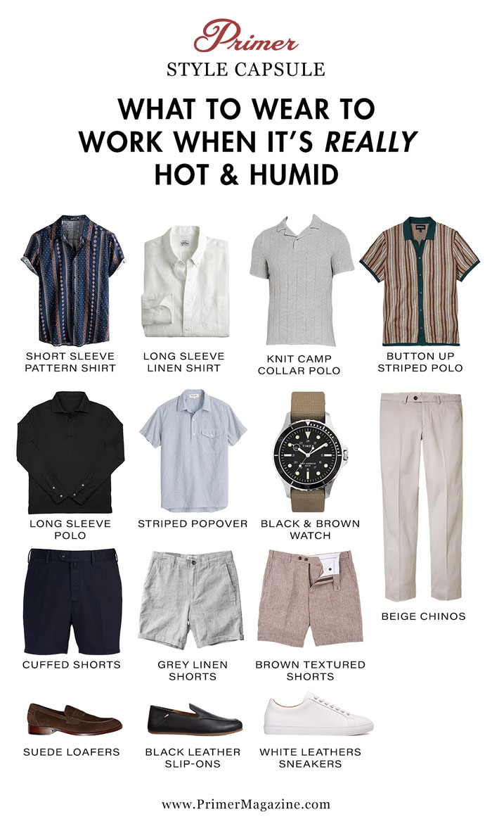 what to wear to work when it's really hot and humid style capsule infographic