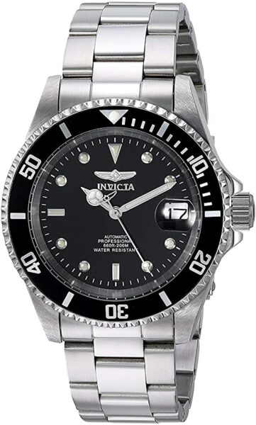 image of a silver and black watch