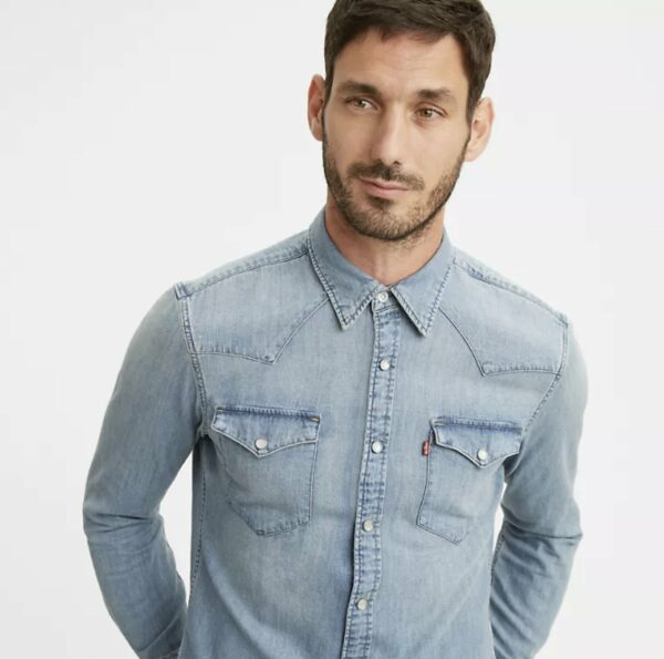 image of a man wearing a western style denim shirt