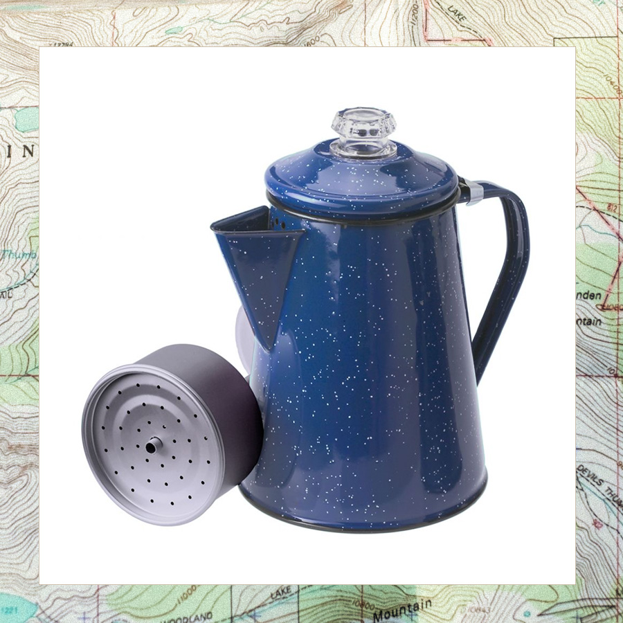 image of an enamel outdoor coffee percolator