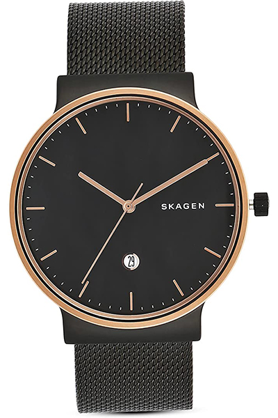 image of a watch with rose gold and black details