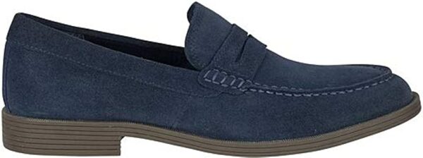 image of blue suede loafer shoe