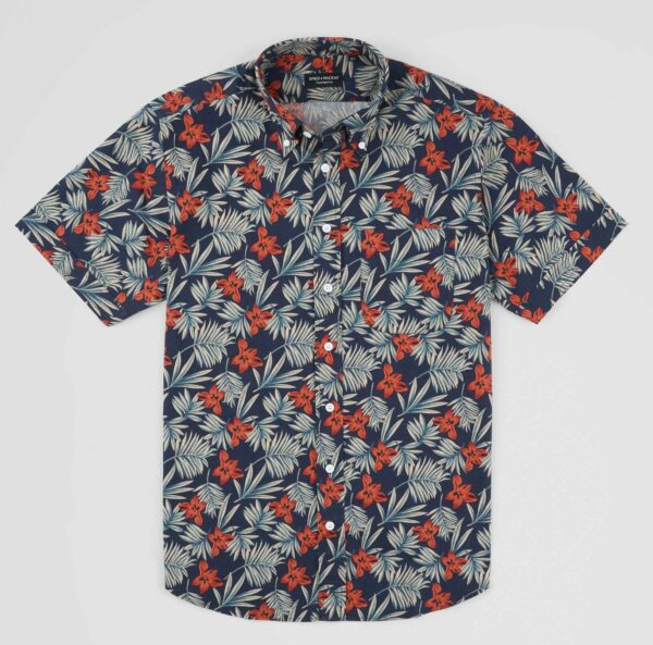 image of a floral print short sleeve shirt