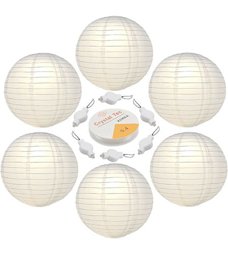 image of six round paper lanterns