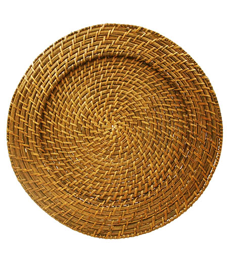 image of a woven rattan underplate charger
