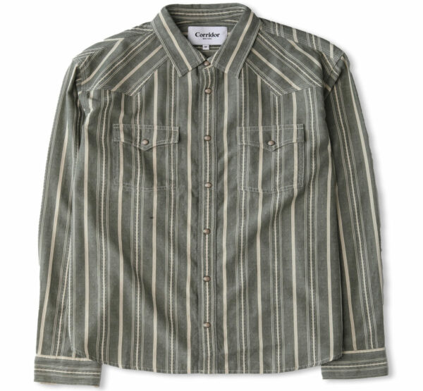 image of a grey striped western style shirt