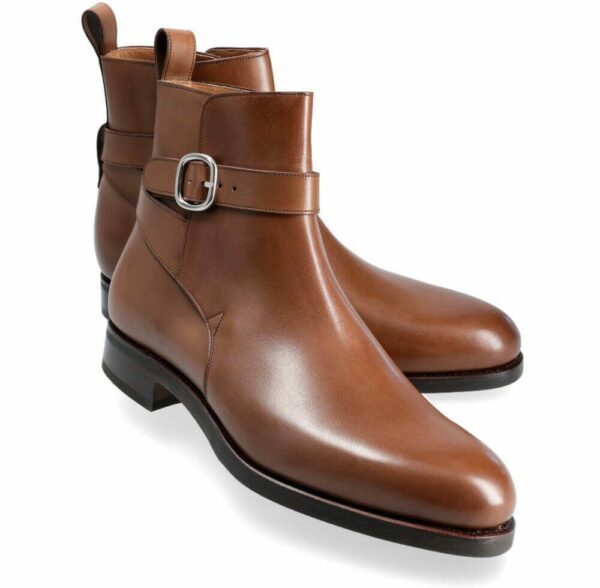 image of brown leather boots with buckle