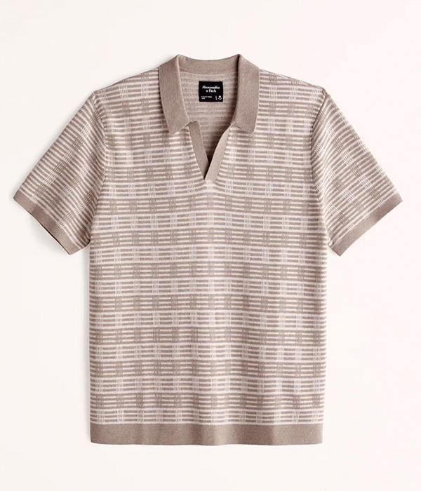 image of a geometric pattern sweater short sleeve polo shirt