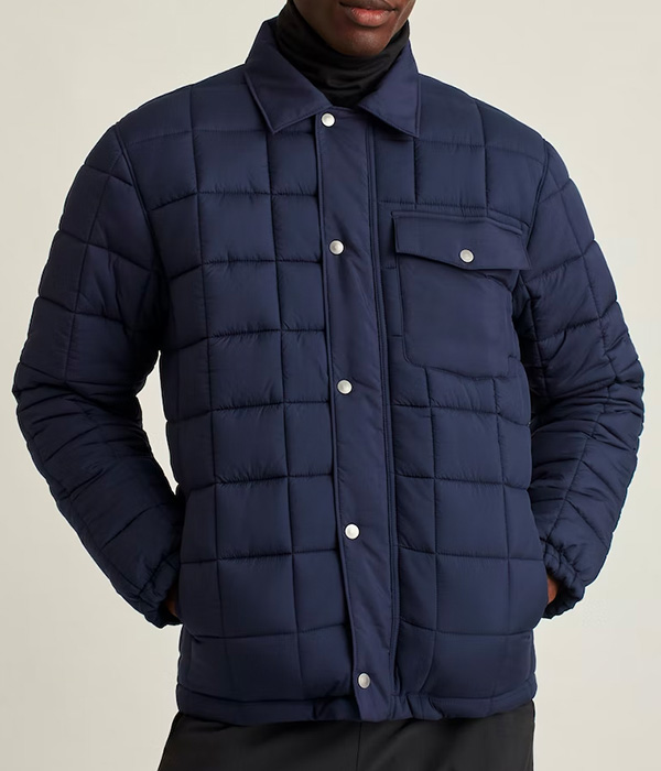 image of a dark blue quilted jacket