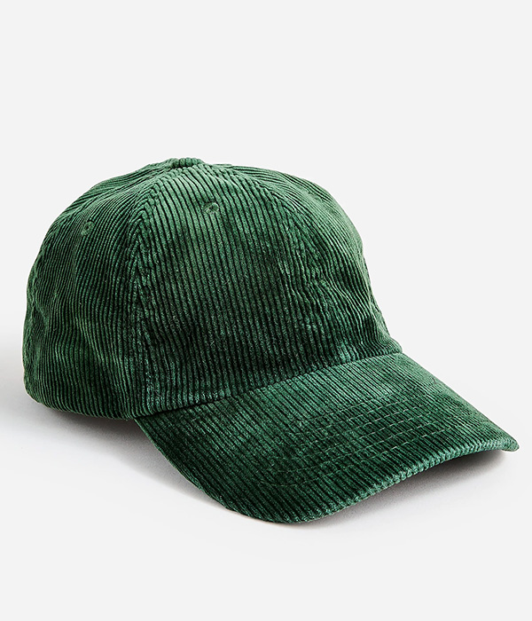 image of a green corduroy ball cap hat