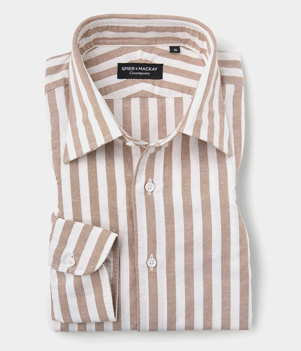 image of a white and brown stripe linen shirt