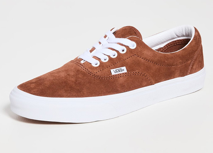 image of brown and white suede sneaker shoe