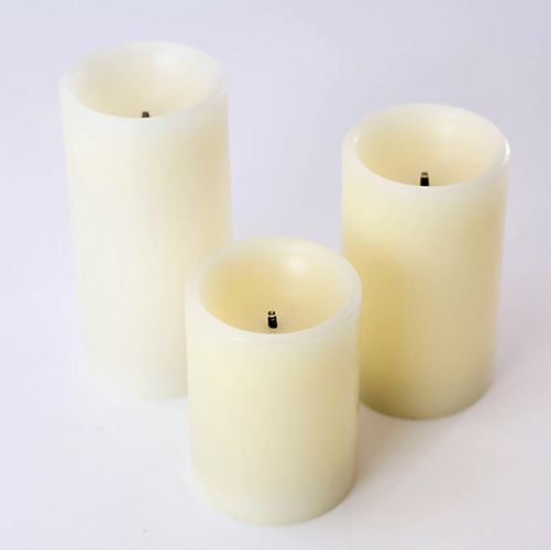 three piece pillar electric candle set