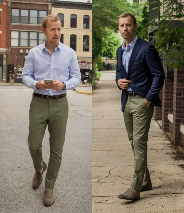 image of a split image of men wearing business casual attire
