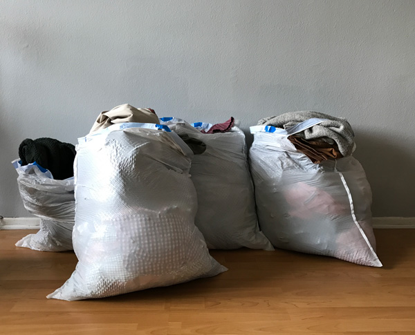 bags of clothes to be donated