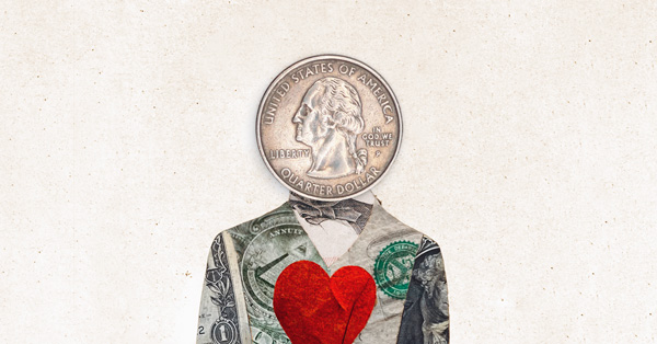 currency is the silhouette of a figure and heart shape on the chest