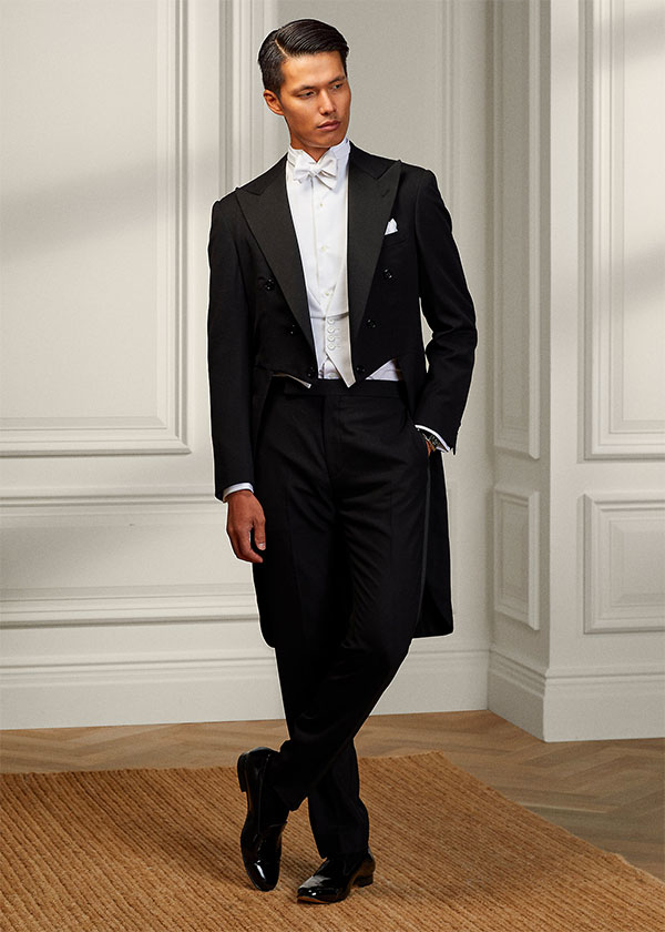 a man wearing white tie formal attire