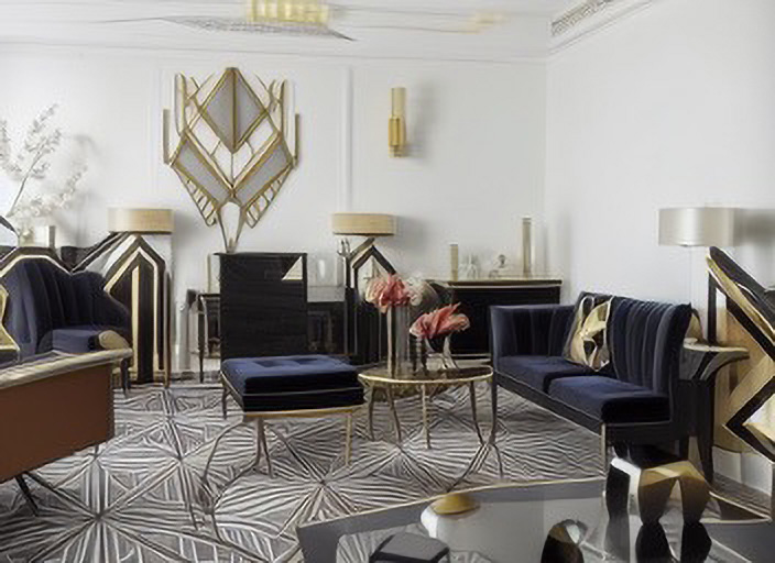 Art Deco living room AI render interior design
