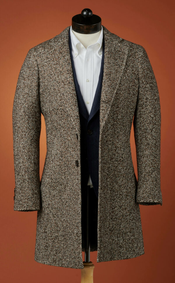 a brown long sleeve dongal overcoat
