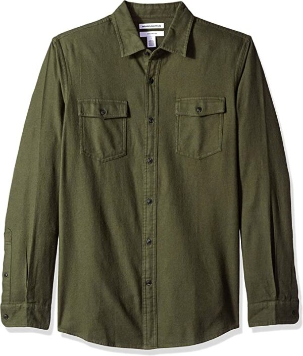 dark green long sleeve flannel shirt