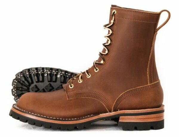 a tall lace up work boot