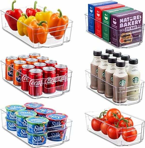 Clear plastic storage boxes for groceries