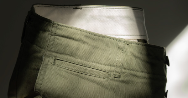 the waistband of chino pants