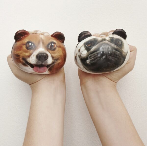 stress ball squeezers with dog face print pattern
