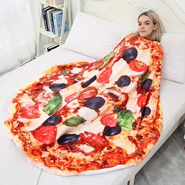 a pizza print large blanket
