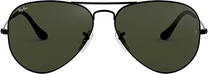 black ray ban aviator style sunglasses