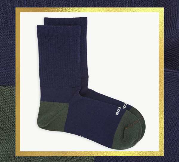 a pair and blue and green crew socks