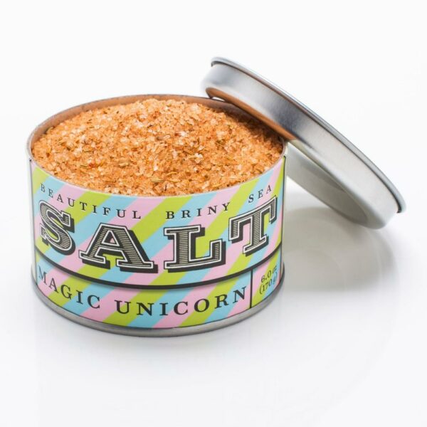 a tin canister of bath salts