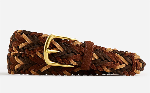 mixed brown braided belt with gold buckle