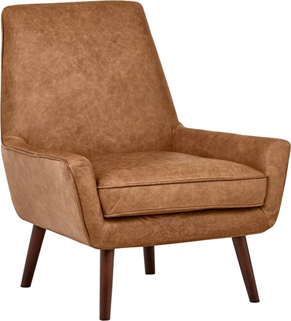 a leather and hardwood frame armchair