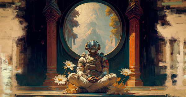 an astronaut meditating