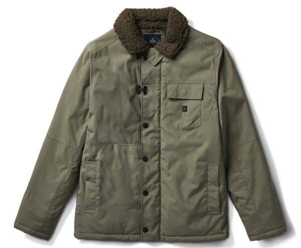 workwear style jacket with sherpa lined collar