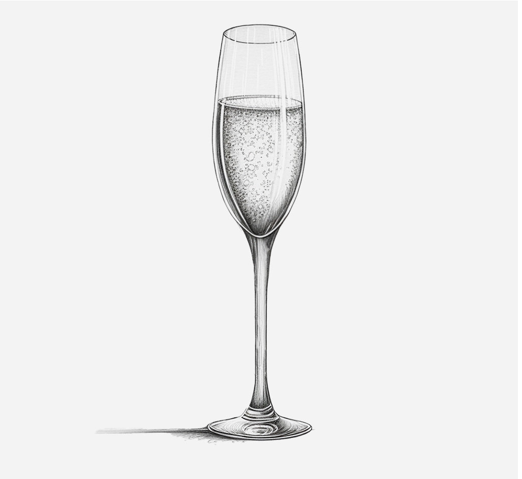 champagne flute illustration, also known as a sparkling wine glass