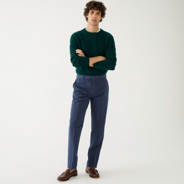 a chino suit pant and sweater