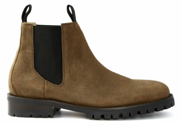 brown suede chelsea style boot