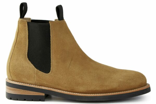 a brown suede chelsea style boot