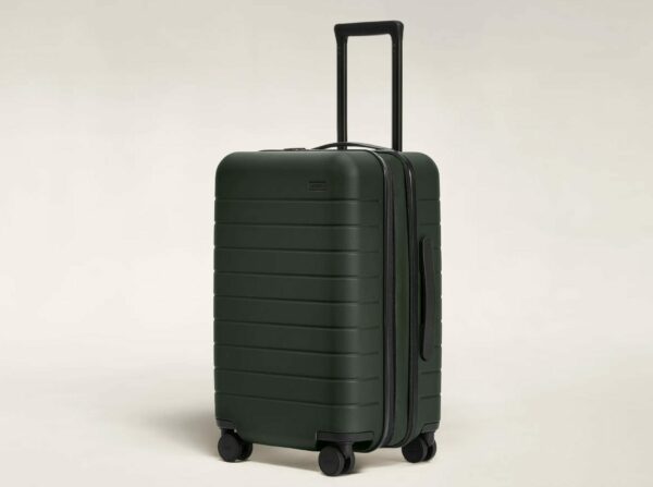 a hardside luggage with spinner wheels