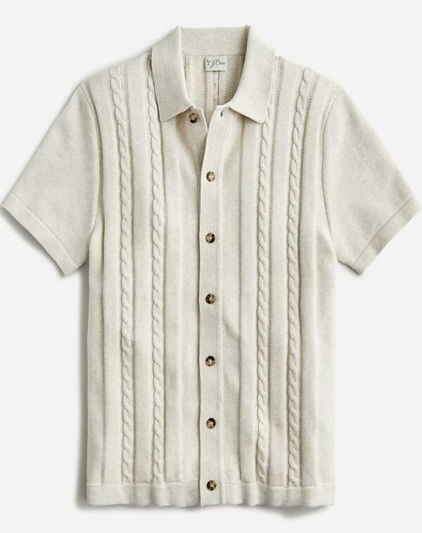 short sleeve button front knit polo shirt