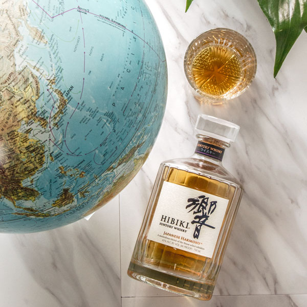 bottle of hibiki japanese whisky