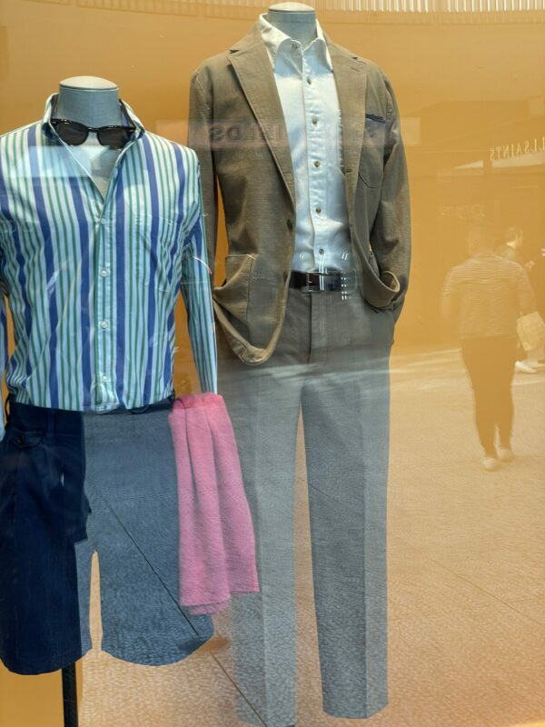 a retail window clothing display