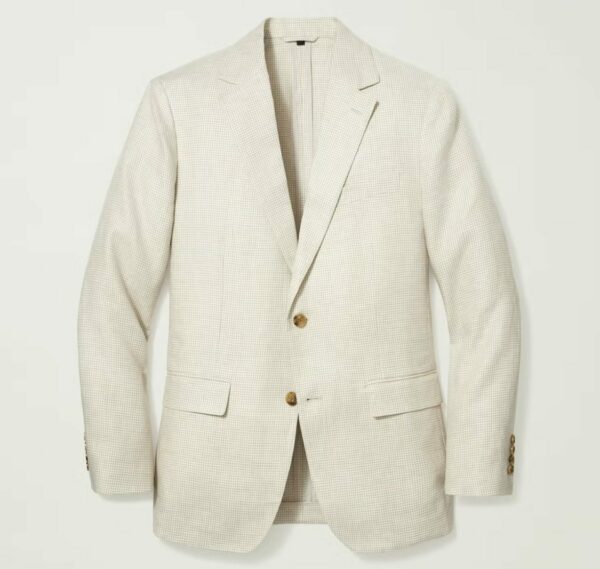 a two button linen blazer