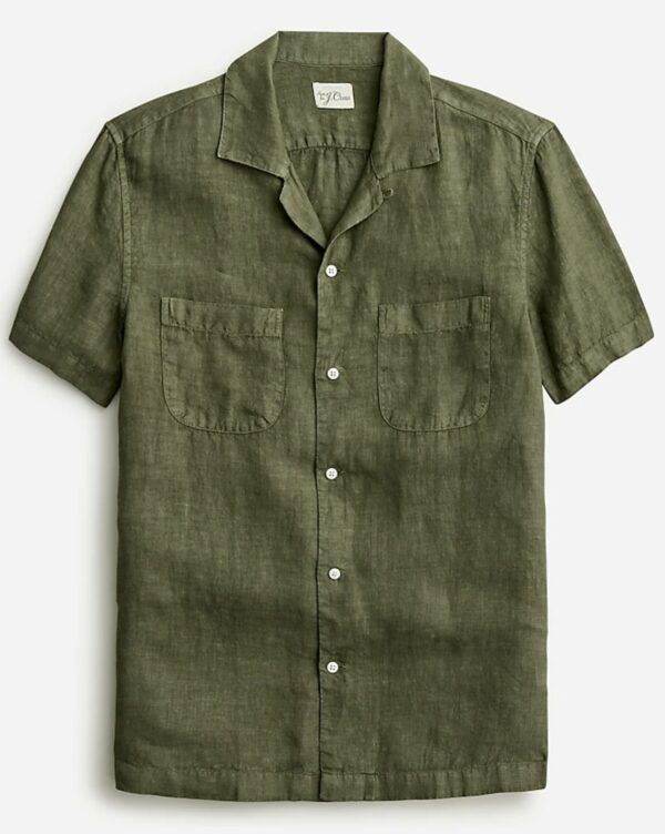 short sleeve linen camp collar shirt