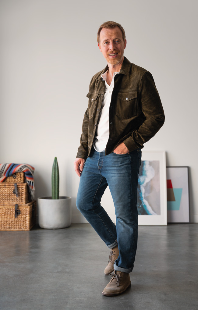 todd snyder dylan jacket with henley and 501 jeans
